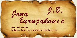 Jana Burnjaković vizit kartica